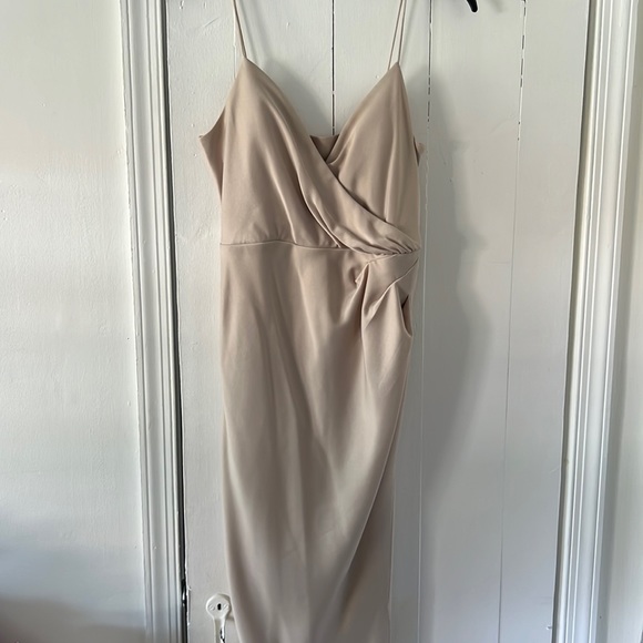 BHLDN Anthropologie Freya Satin Charmeuse Dress In Champagne - Picture 3 of 9